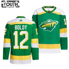 Dresovi Minnesota Wild Matthew Boldy 12 Adidas 2022-23 Reverse Retro 2.0 Zelena Authentic - Dječji